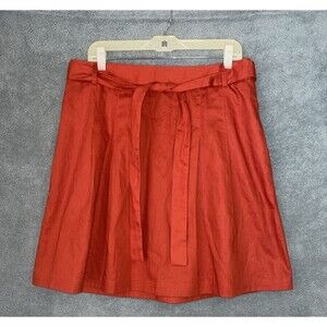 Banana Republic Skirt Womens 14 Orange Paperbag Waist Minimalist Preppy Feminie